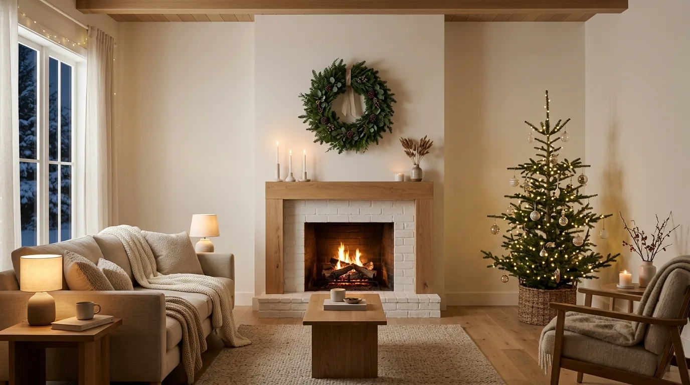 Minimalist holiday decor creating a simple elegant Christmas.